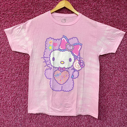 Sanrio Hello Kitty Fuzzy Pajamas Graphic Design Pink T-Shirt Medium