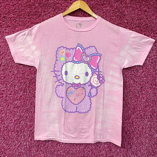 Sanrio Hello Kitty Fuzzy Pajamas Graphic Design Pink T-Shirt Medium