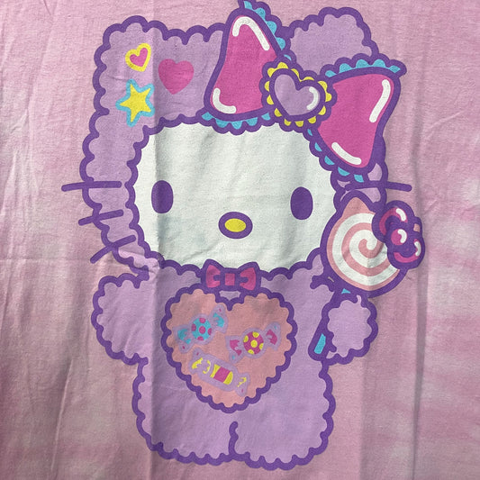 Sanrio Hello Kitty Fuzzy Pajamas Graphic Design Pink T-Shirt Medium