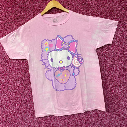 Sanrio Hello Kitty Fuzzy Pajamas Graphic Design Pink T-Shirt Medium
