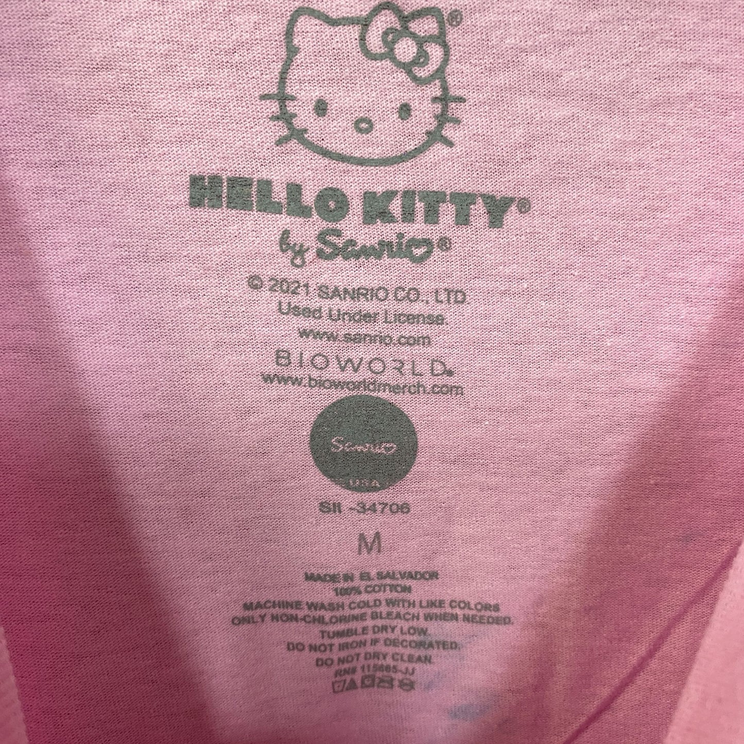 Sanrio Hello Kitty Fuzzy Pajamas Graphic Design Pink T-Shirt Medium