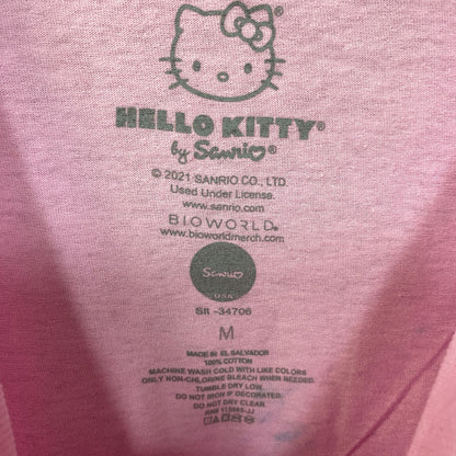 Sanrio Hello Kitty Fuzzy Pajamas Graphic Design Pink T-Shirt Medium