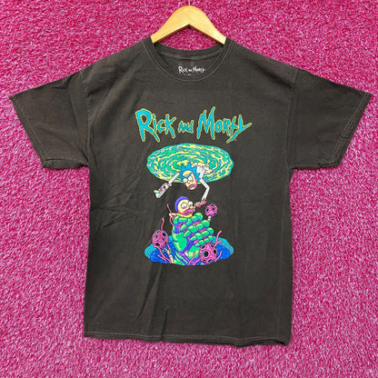 Adult Swim Rick & Morty Portal Pitfall Graphic Design T-Shirt Medium