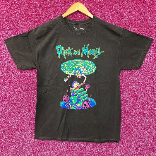Adult Swim Rick & Morty Portal Pitfall Graphic Design T-Shirt Medium