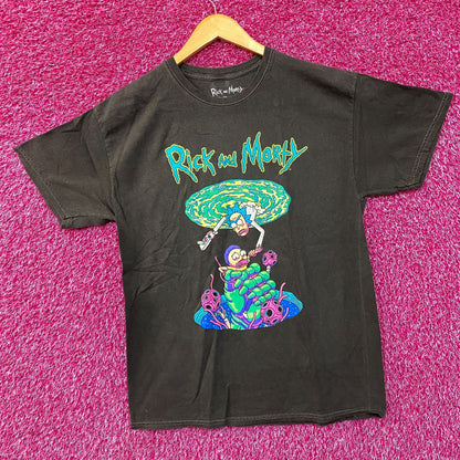 Adult Swim Rick & Morty Portal Pitfall Graphic Design T-Shirt Medium