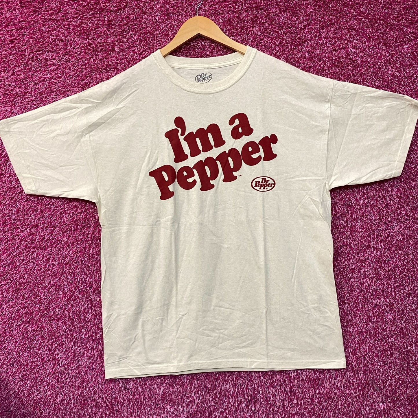 Tee Luv Dr Pepper "I'm a Pepper" Cream Graphic T-Shirt XL