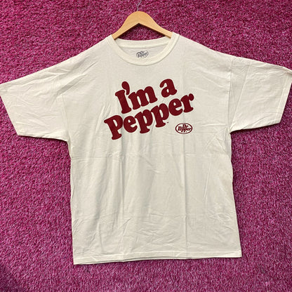 Tee Luv Dr Pepper "I'm a Pepper" Cream Graphic T-Shirt XL