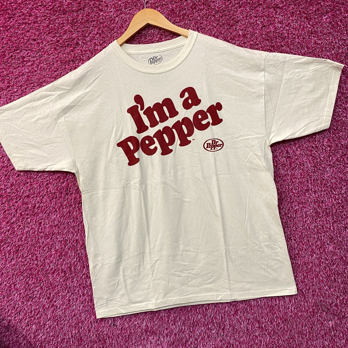 Tee Luv Dr Pepper "I'm a Pepper" Cream Graphic T-Shirt XL