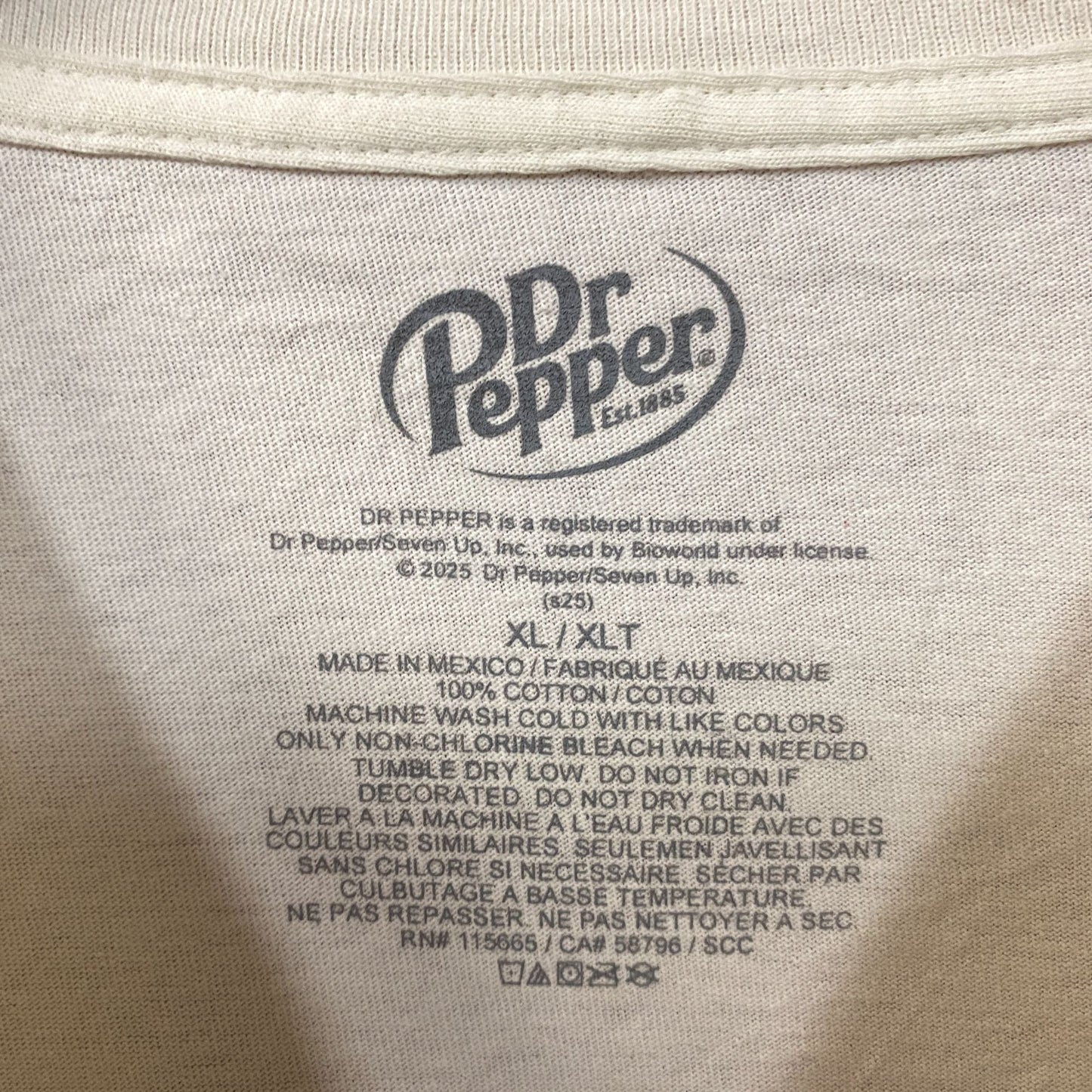 Tee Luv Dr Pepper "I'm a Pepper" Cream Graphic T-Shirt XL
