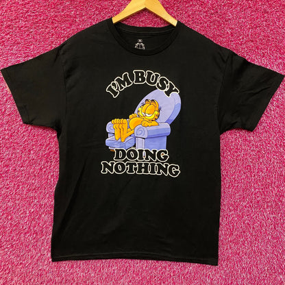 Garfield I'm Busy Doing Nothing Graphic Design T-Shirt Medium