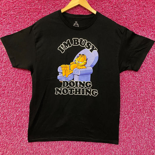 Garfield I'm Busy Doing Nothing Graphic Design T-Shirt Medium