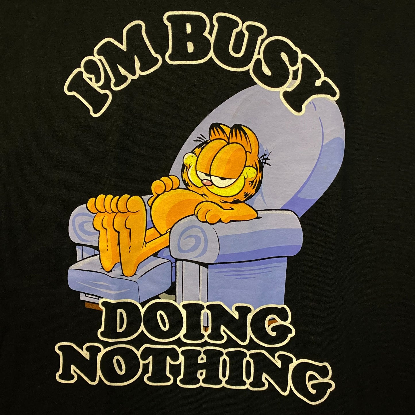 Garfield I'm Busy Doing Nothing Graphic Design T-Shirt Medium