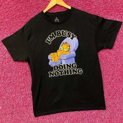 Garfield I'm Busy Doing Nothing Graphic Design T-Shirt Medium