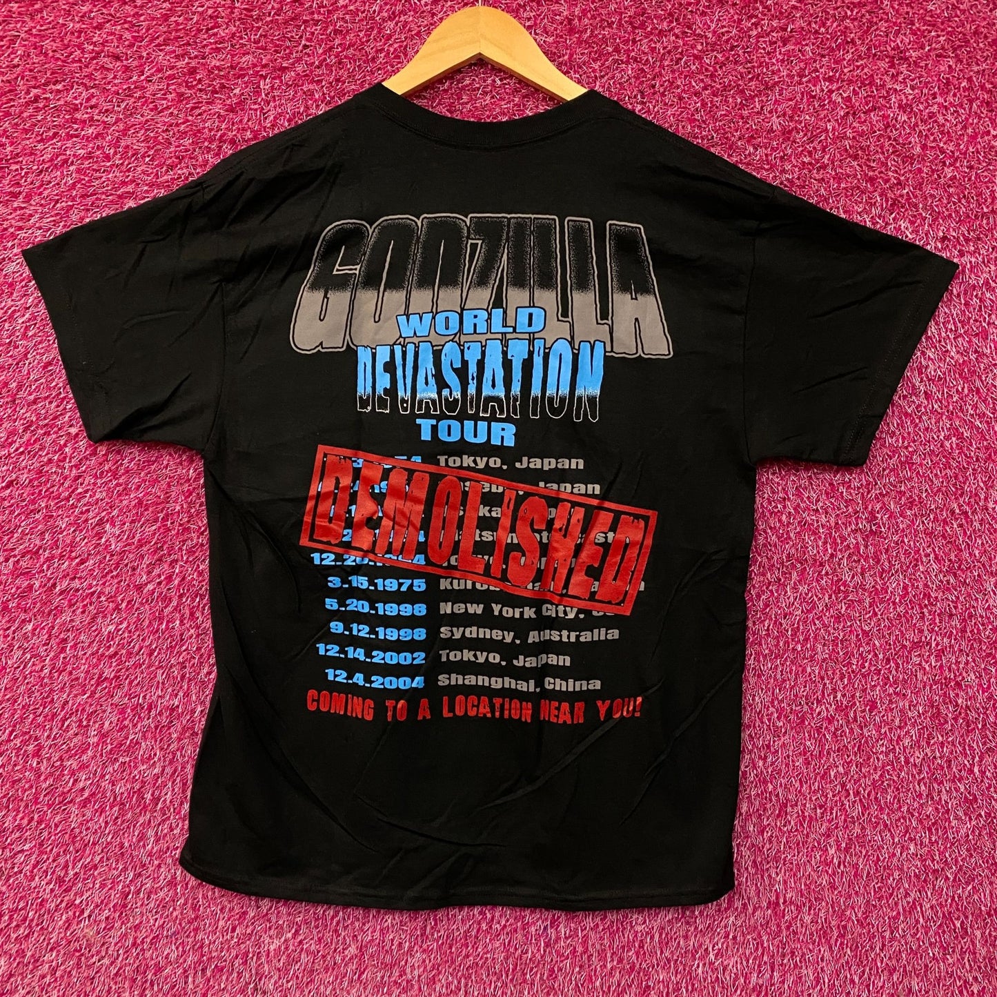 Godzilla World Devastation Tour Double Sided Tshirt size Large