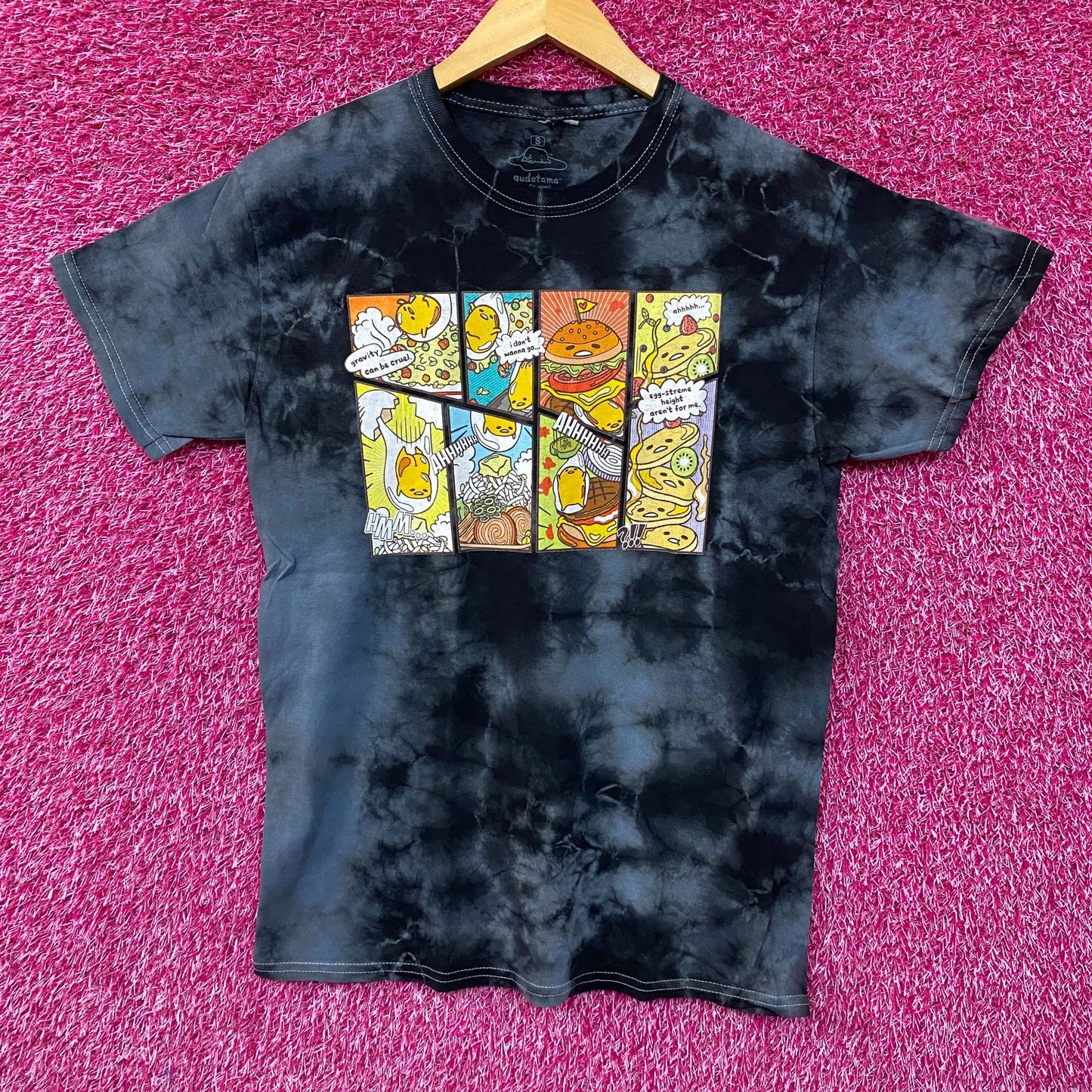 Sanrio Gudetama Food Wall Kawaii Tie Dye T-Shirt Small