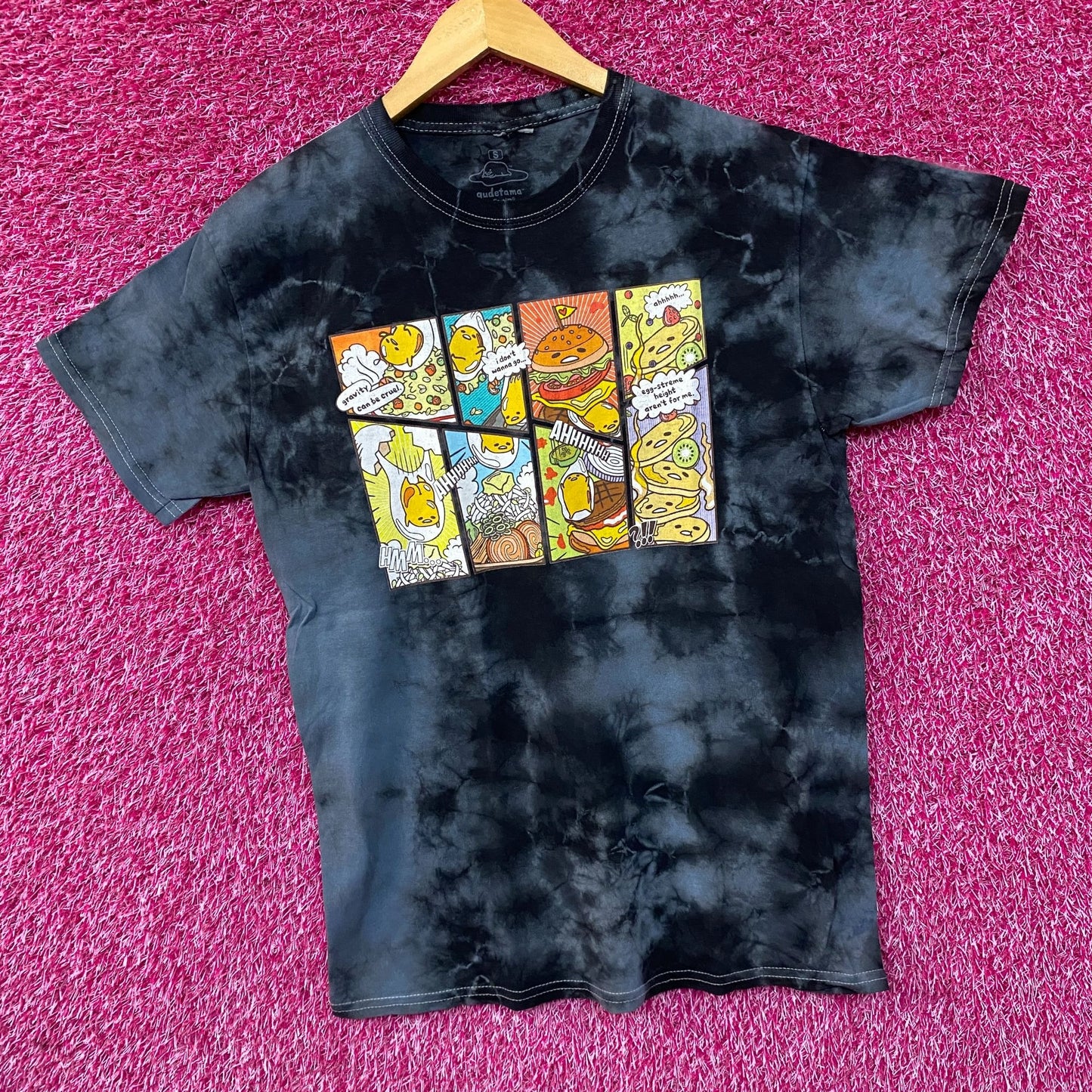 Sanrio Gudetama Food Wall Kawaii Tie Dye T-Shirt Small