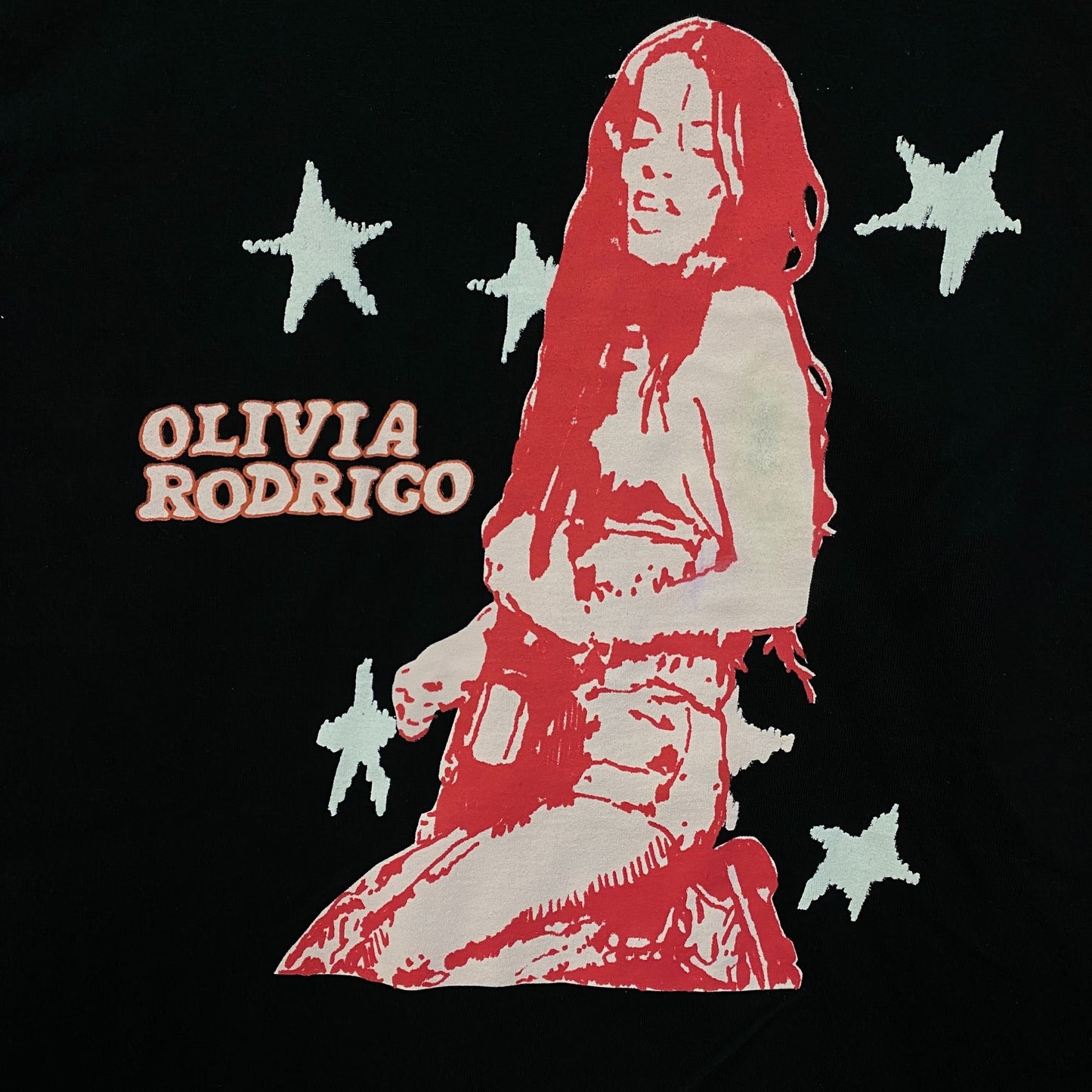 Olivia Rodrigo Red Portrait Pop-Punk T-Shirt Small