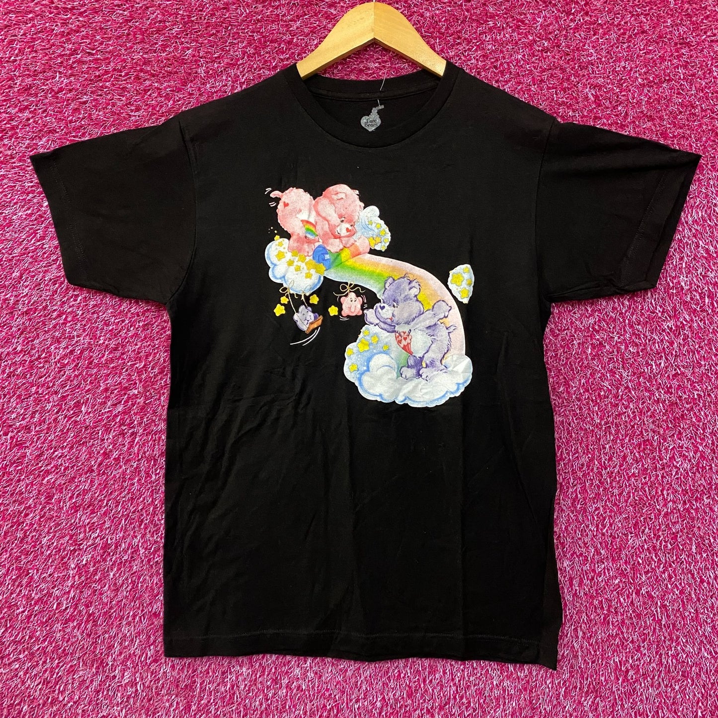 Care Bears Cheer Bear & Share Bear Rainbow & Stars T-Shirt Small