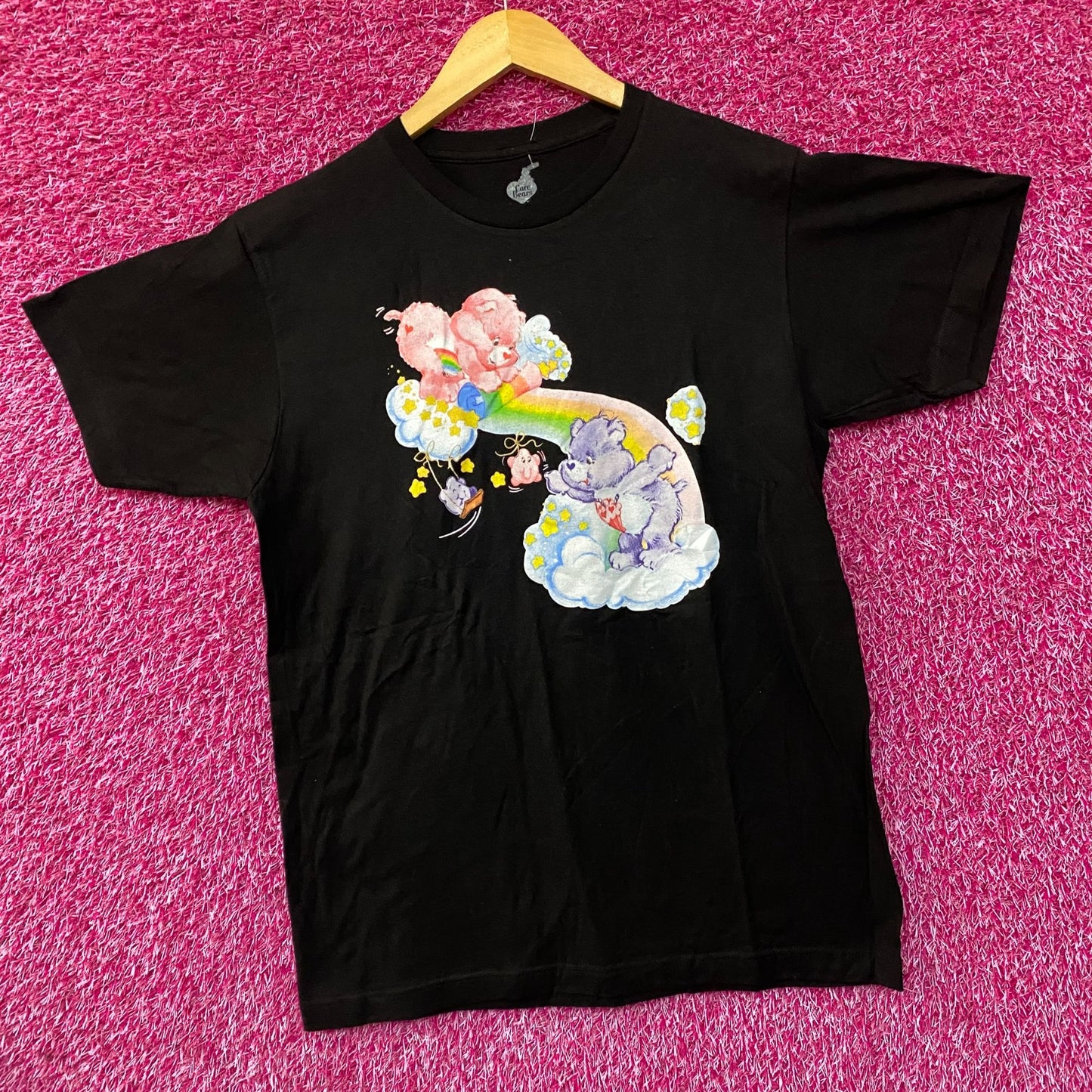 Care Bears Cheer Bear & Share Bear Rainbow & Stars T-Shirt Small