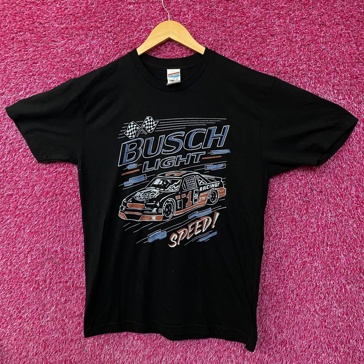 Busch Light Speed Racing Car Graphic Design T-Shirt Medium