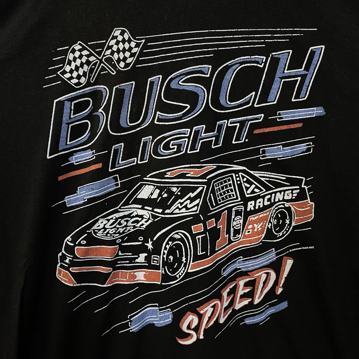 Busch Light Speed Racing Car Graphic Design T-Shirt Medium