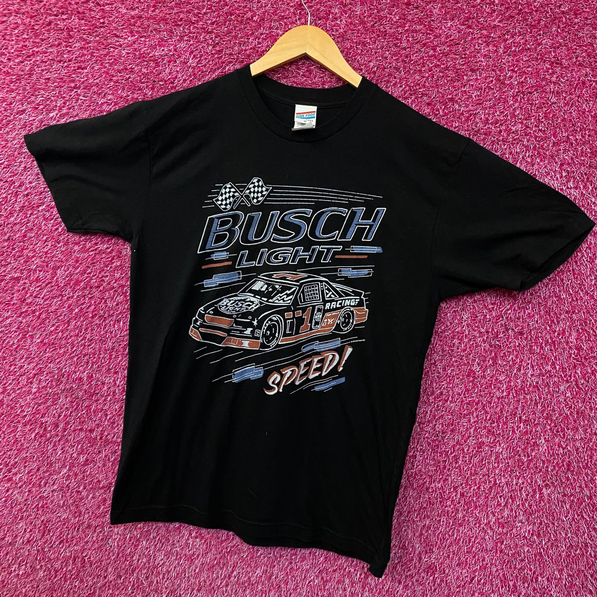 Busch Light Speed Racing Car Graphic Design T-Shirt Medium