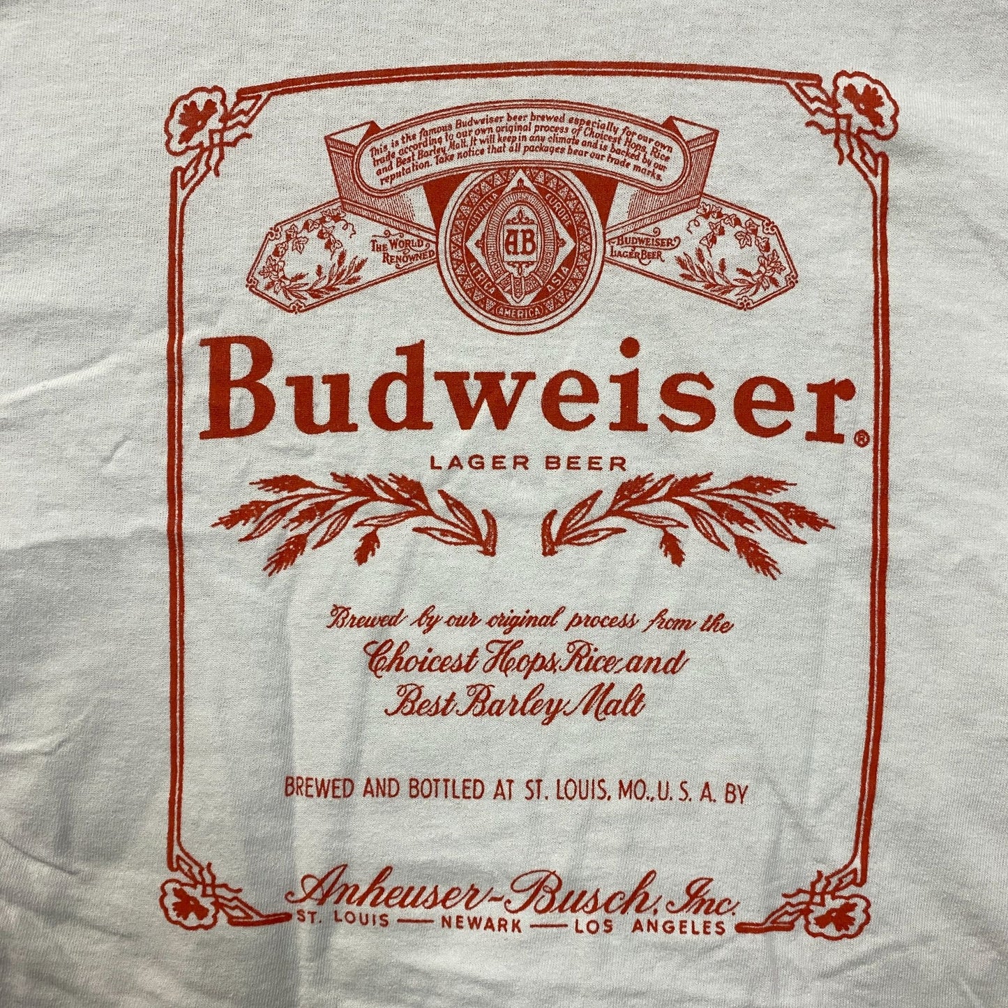 World Renowned Budweiser King Of Beers Crop Top Promo T-Shirt Medium
