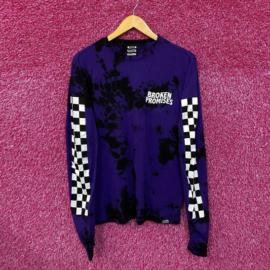Broken Promises Checkered Pattern Tie Dye Long Sleeve L