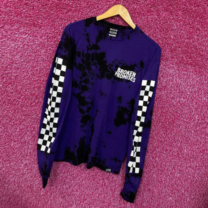 Broken Promises Checkered Pattern Tie Dye Long Sleeve L