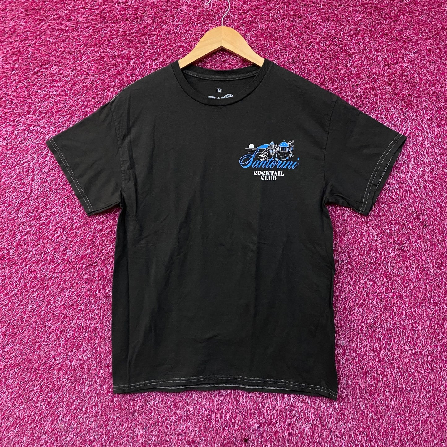 Strange Daze Santorini Cocktail Club Graphic T-Shirt Medium