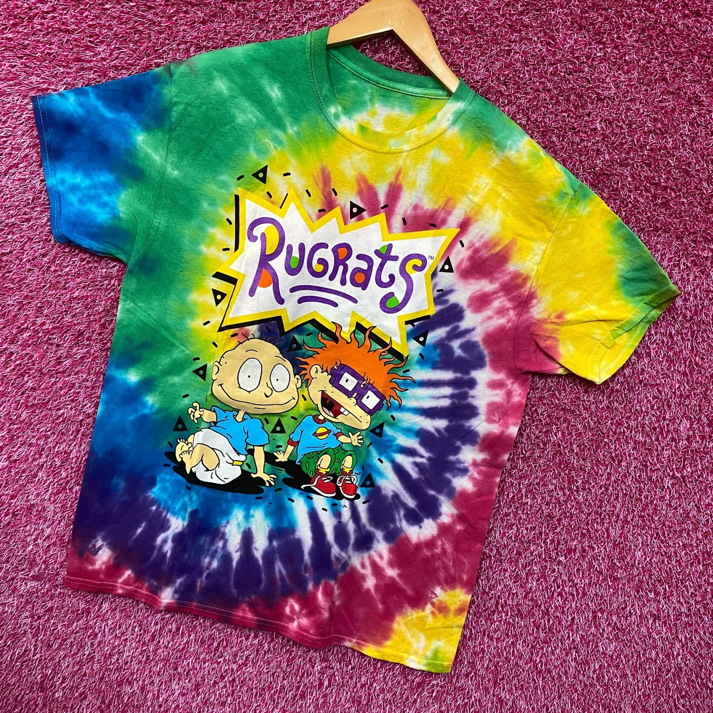 Rugrats Chucky Finster & Tommy Pickles NIckelodeon Tie Dye L