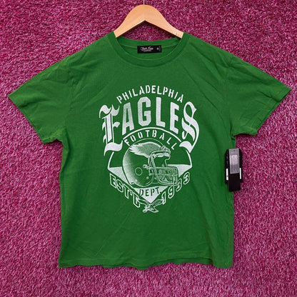 Junk Food Clothing Philadelphia Eagles Football Helmet Womens Green Tee Medium