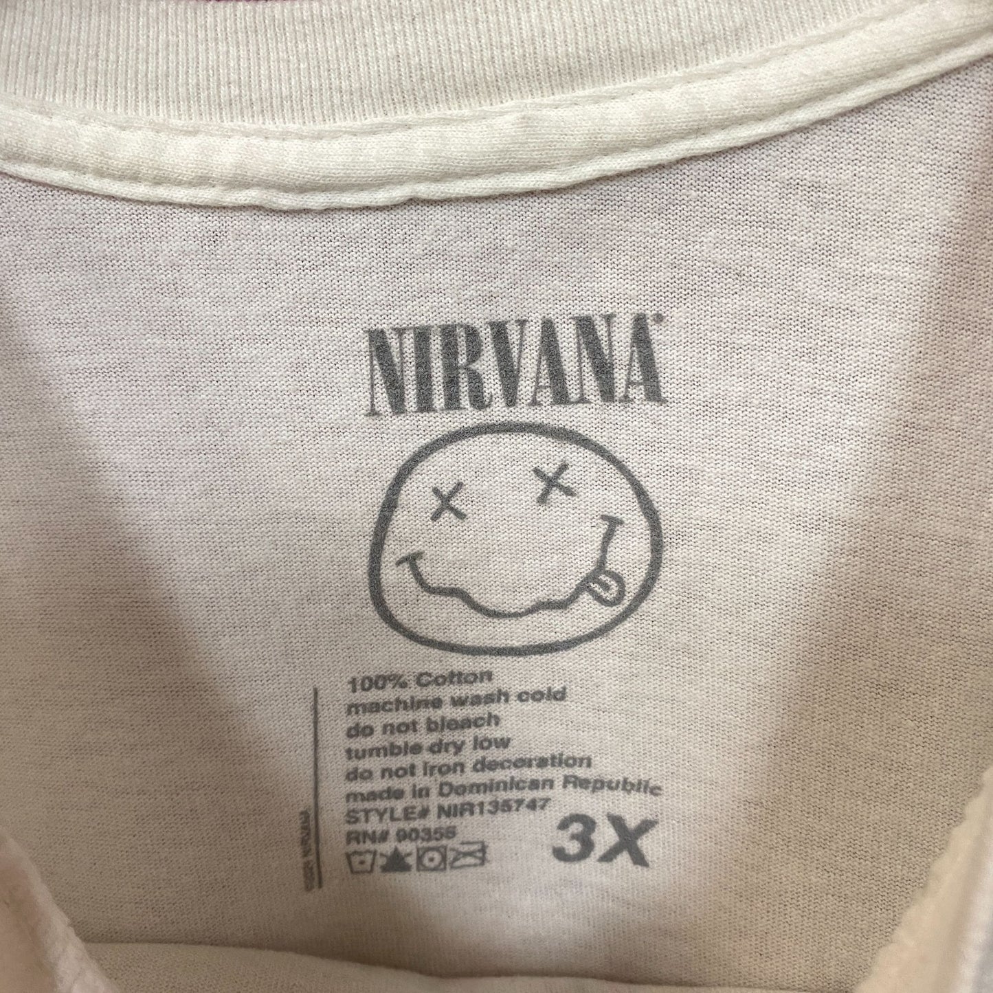 Nirvana Nevermind Dead Smiley Grunge Band T-Shirt 3XL