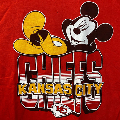 Junk Food x NFL Disney Mickey Mouse Kick Back Kansas City Chiefs Shirt XL