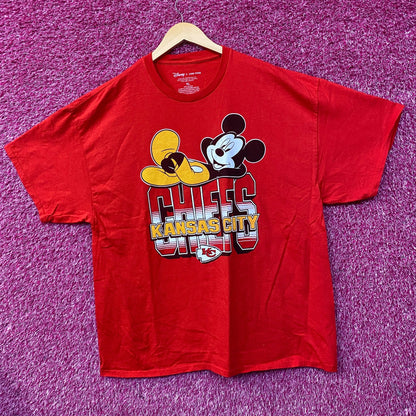 Junk Food x NFL Disney Mickey Mouse Kick Back Kansas City Chiefs Shirt XL