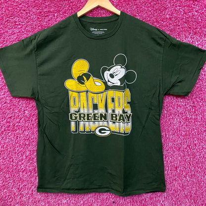 Disney x Junk Food NFL Green Bay Packers Mickey Mouse Kick Back Green Shirt Large