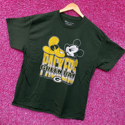 Disney x Junk Food NFL Green Bay Packers Mickey Mouse Kick Back Green Shirt Large