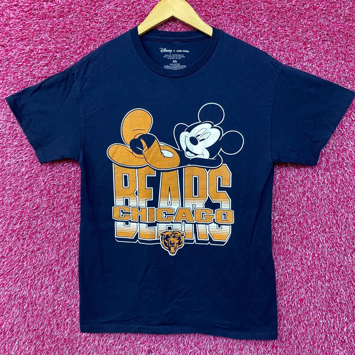 Disney x Junk Food NFL Chicago Bears Mickey Mouse Navy Blue Shirt XS