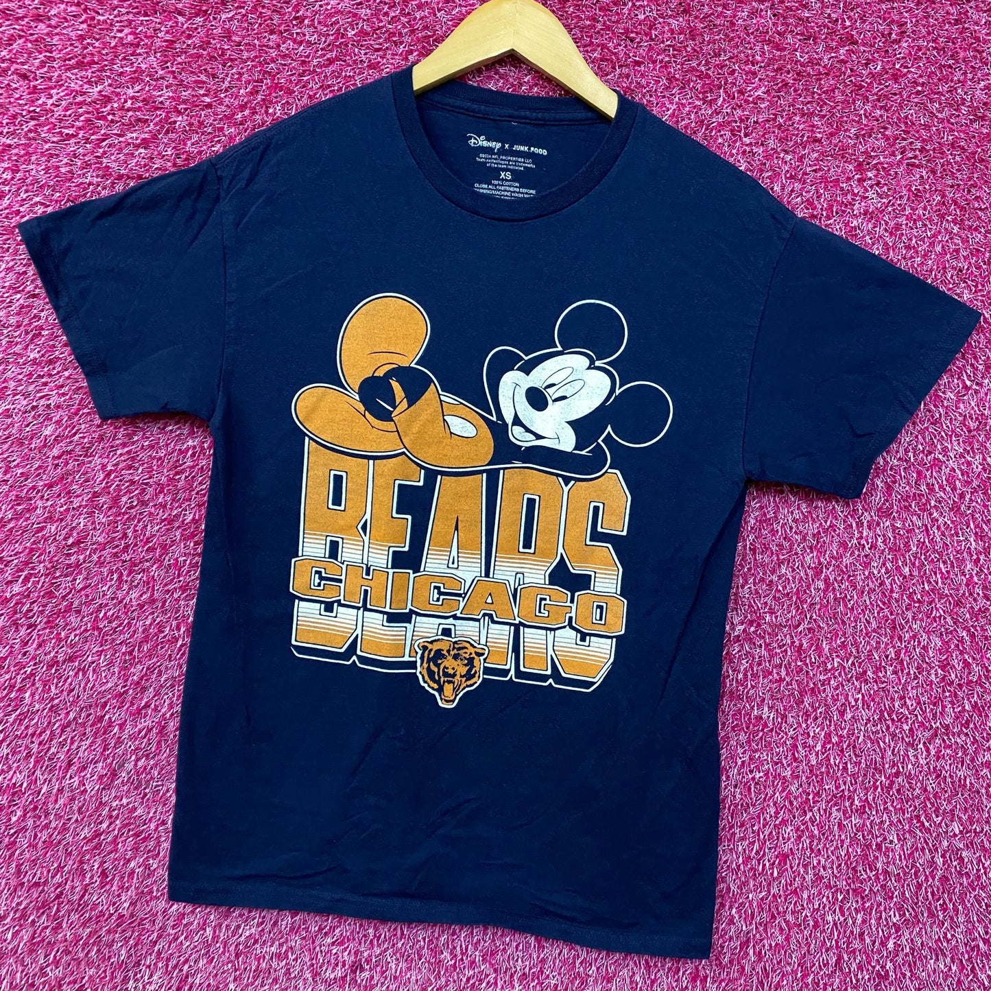 Disney x Junk Food NFL Chicago Bears Mickey Mouse Navy Blue Shirt XS