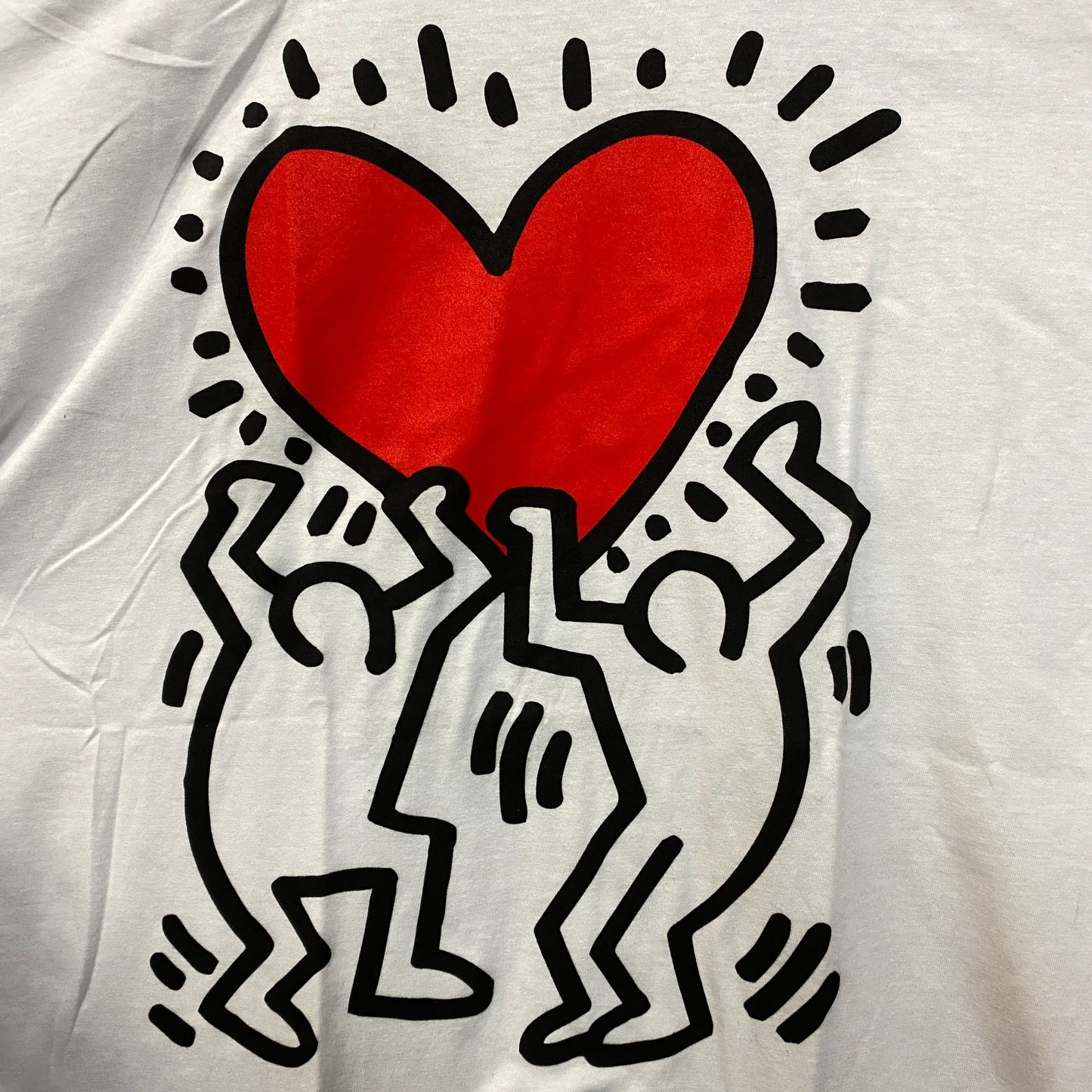 Keith Harring Two People Holding Heart Pop Art T-Shirt XL