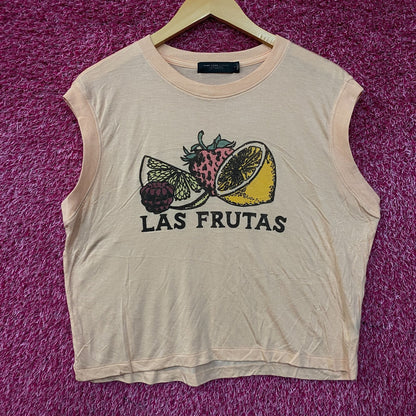Junk Food Clothing Las Frutas Vintage Style Tissue Women's Crop Tank Large