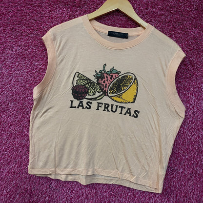 Junk Food Clothing Las Frutas Vintage Style Tissue Women's Crop Tank Large