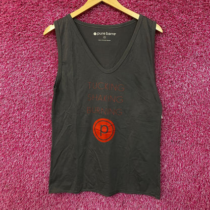 Pure Barre "Tucking, Shaking, Burning" V-Neck Workout Tank Medium