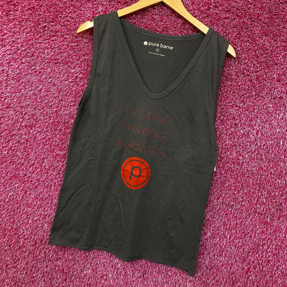 Pure Barre "Tucking, Shaking, Burning" V-Neck Workout Tank Medium