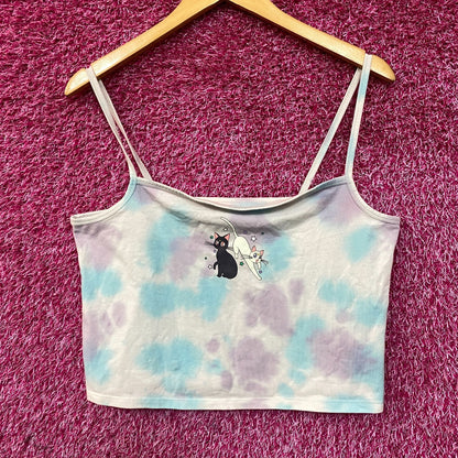 Sailor Moon Luna and Artemis Tiedye Croptop tank XL