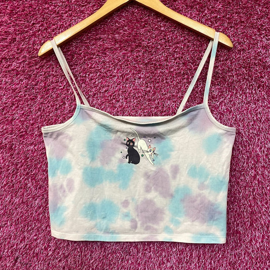 Sailor Moon Luna and Artemis Tiedye Croptop tank XL