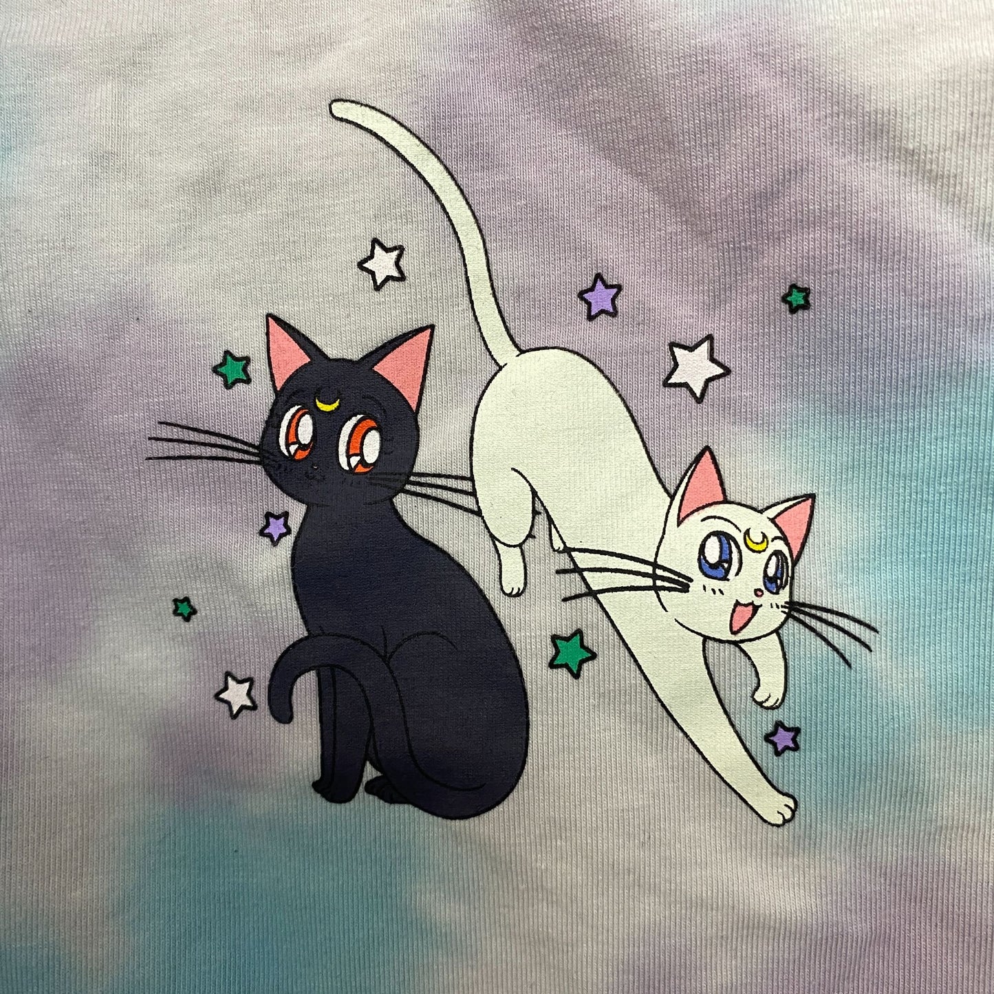 Sailor Moon Luna and Artemis Tiedye Croptop tank XL