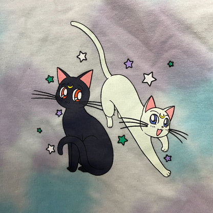 Sailor Moon Luna and Artemis Tiedye Croptop tank XL