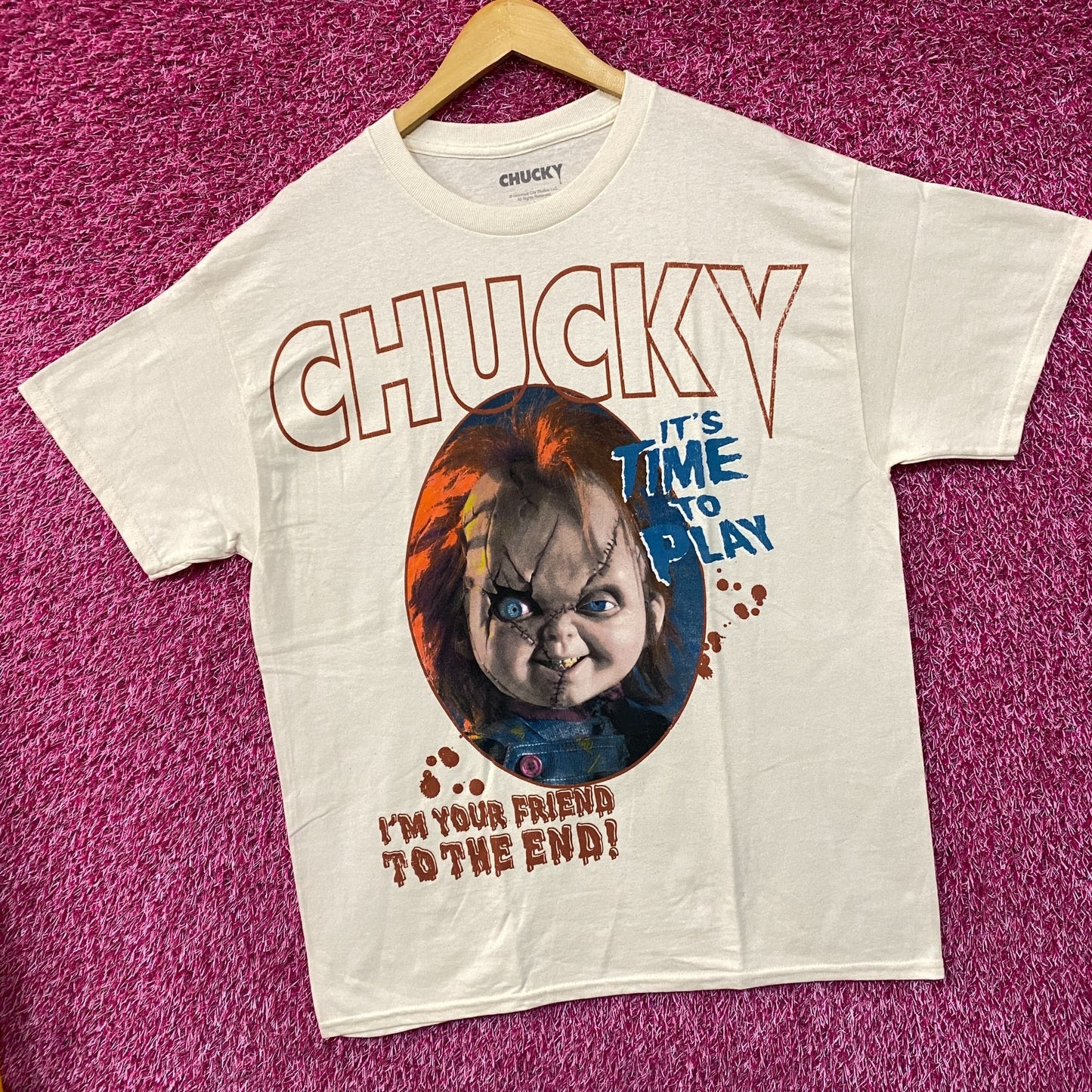 Chucky Childs Play Its Time To Play Horror Movie T-Shirt Large