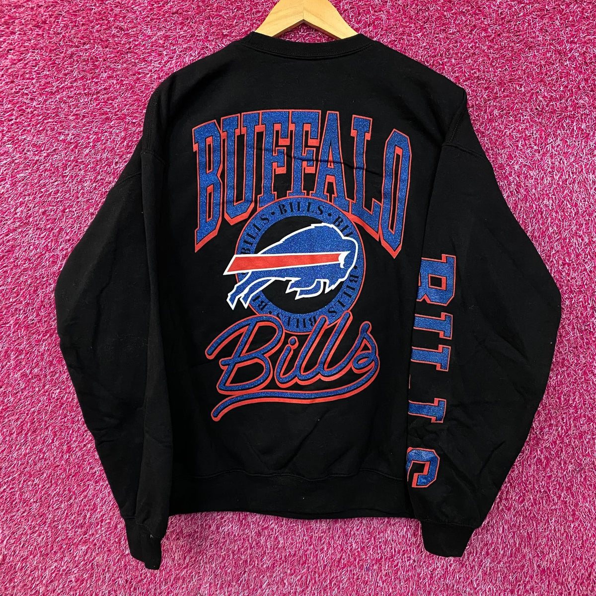 Junk Food Buffalo Bills Glitter Black Crewneck size Medium